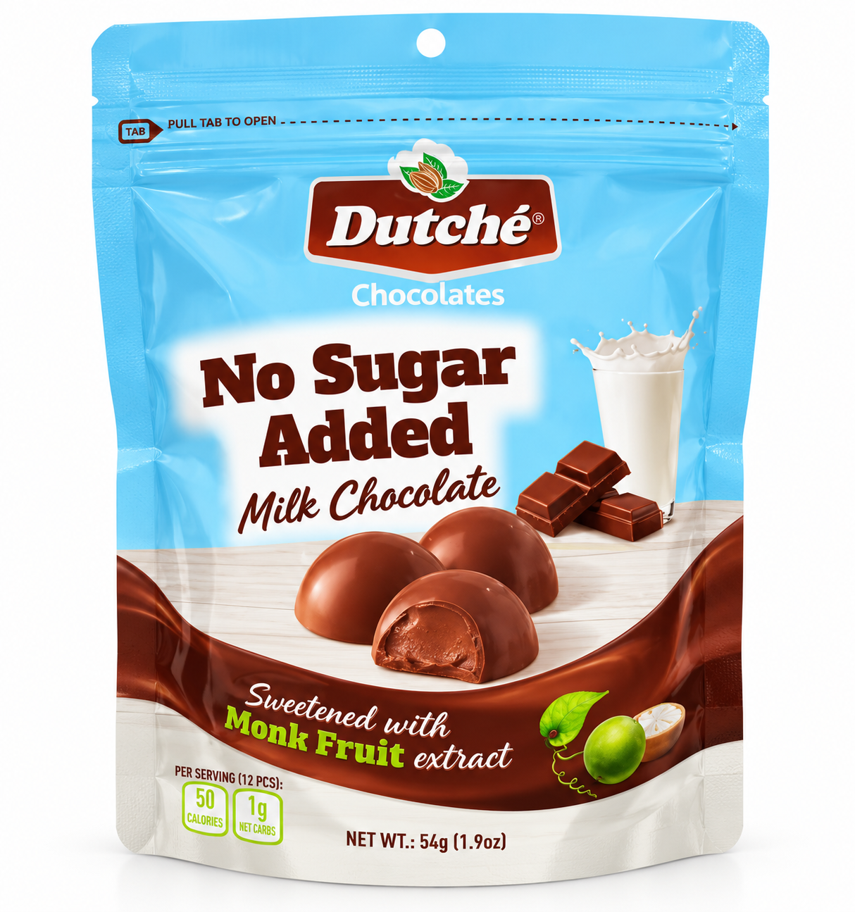 Dutche Milk Chocolate No Sugar Added 54g